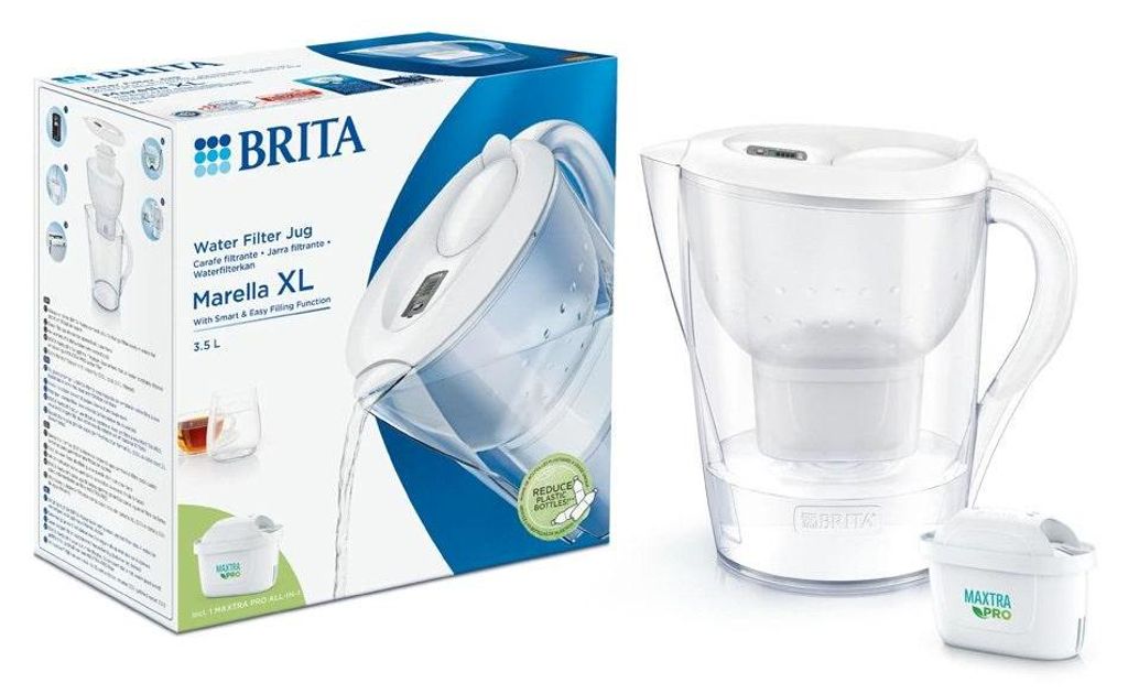 BRITA Marella Wasserfilter XL 3.5L Kanne Weiß + MAXTRA PRO Filterkartusche 1051123