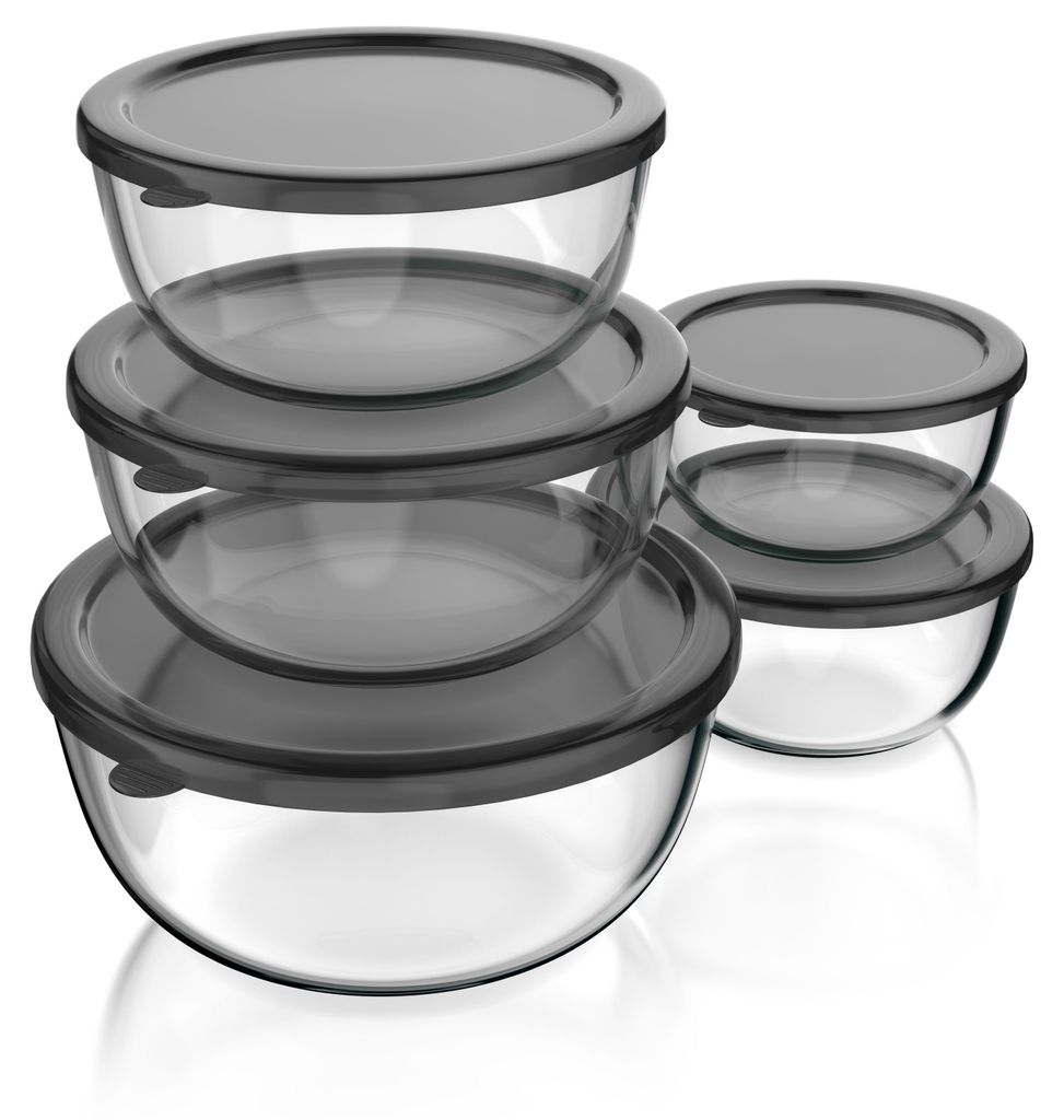 Arendo Salatschüssel 5er Set mit Deckel, Glasschüssel 1L, Produktbild 