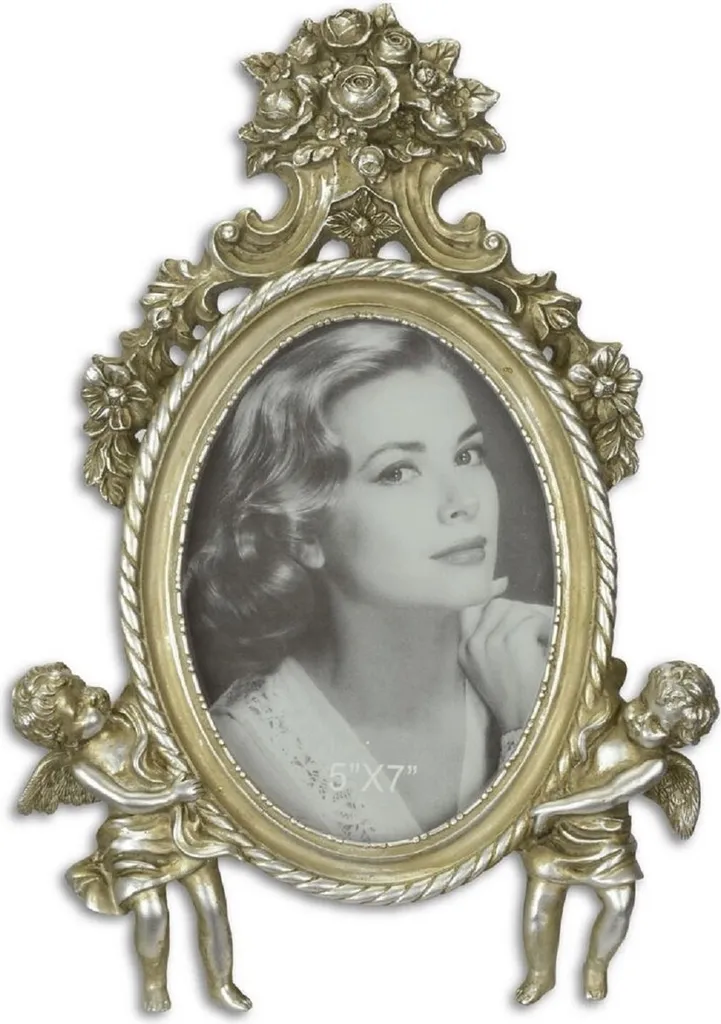 Casa Padrino Cornice Barocca Argento Antico - Angeli Decorativi 32cm