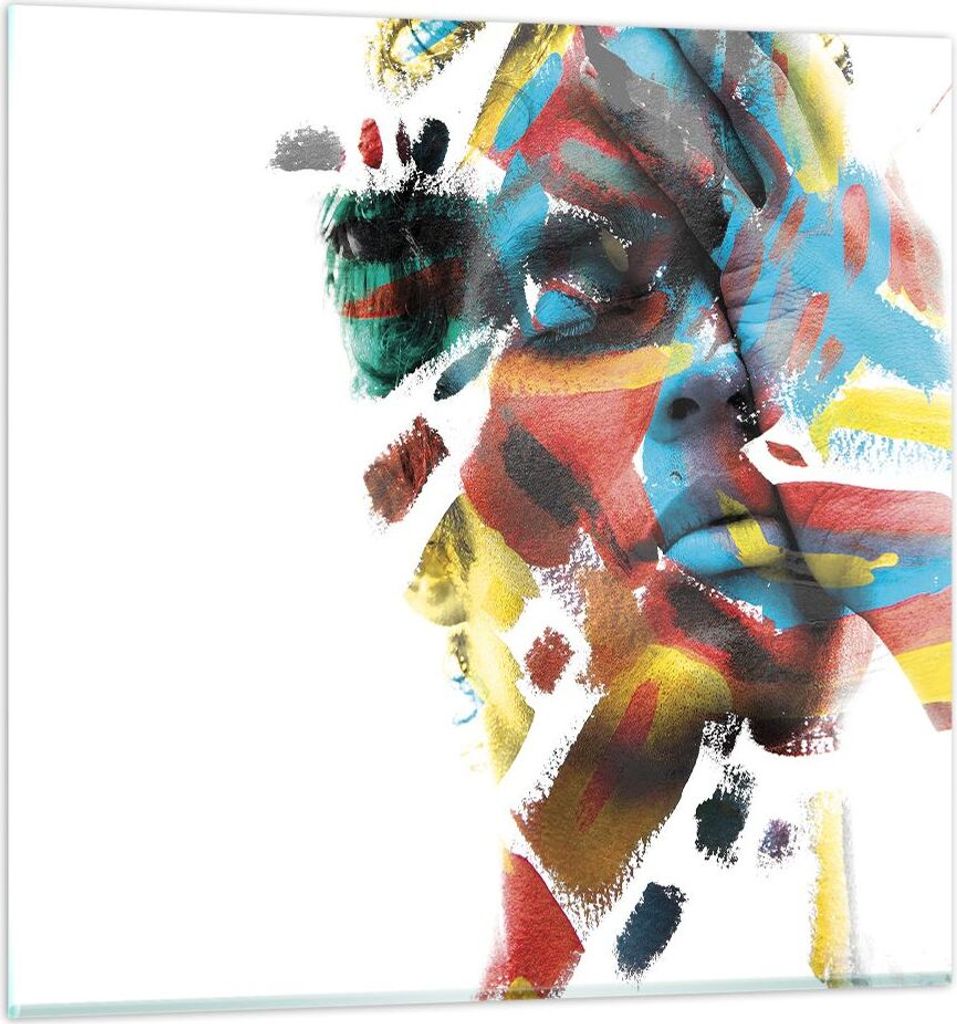 Bilder auf glas - Einteilig - Gemalt Gesicht Modern - 60x60cm - Glasbilder - Wandbilder - Bilder - zum Aufhängen bereit - Wanddekoration aus Glas ...