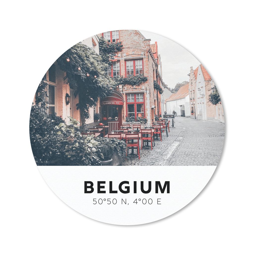 MuchoWow Mauspad Mousepad Belgien - Terrasse - Stadt 40x40 cm - Mousepads - Maus Mat - Pad - Mausunterlage - Schreibtisch Accessoires