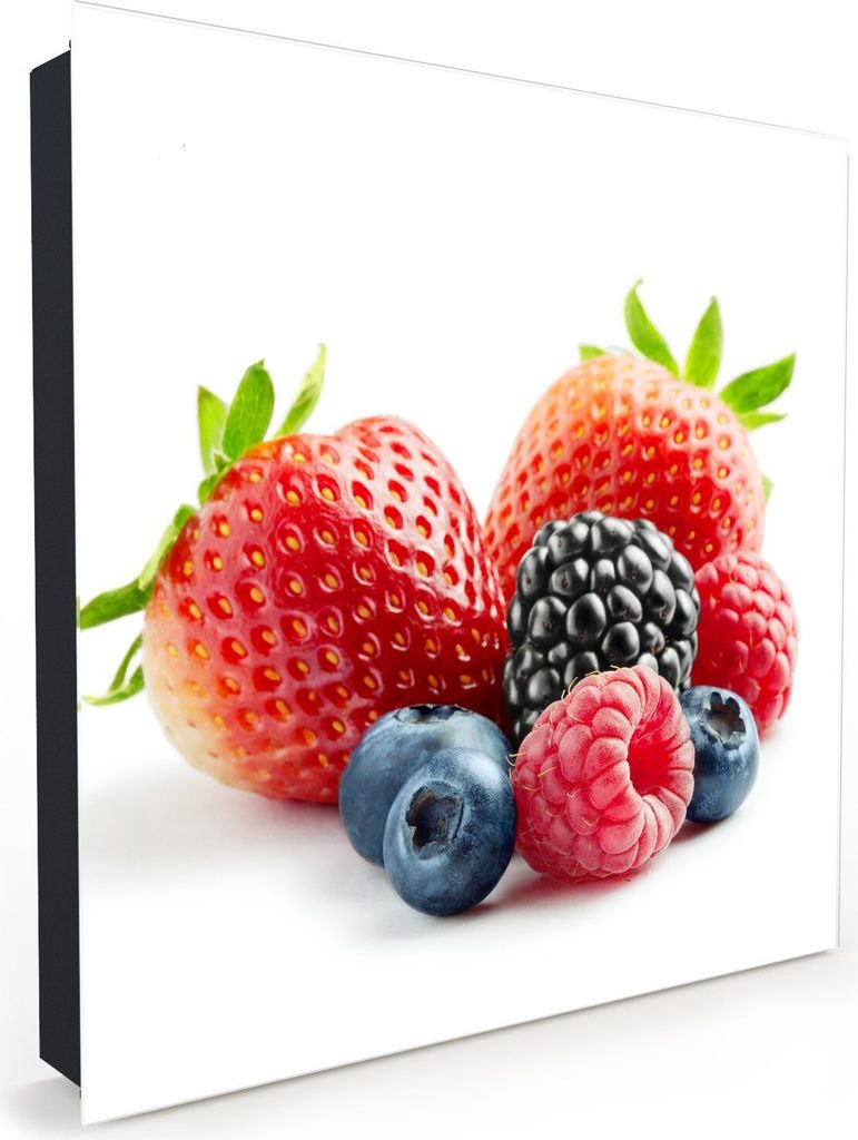 Nachbildung-Schlüsselkasten, Magnetpinnwand und Memoboard mit Glasfront Motiv Frische Beeren gemischt