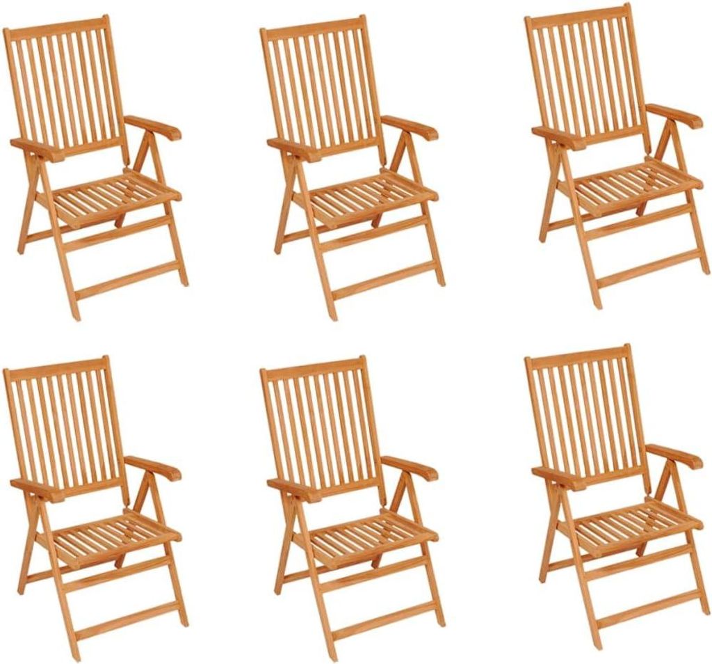 6er-Set klappbare Gartenstühle aus massivem Teakholz mit Produktbild 