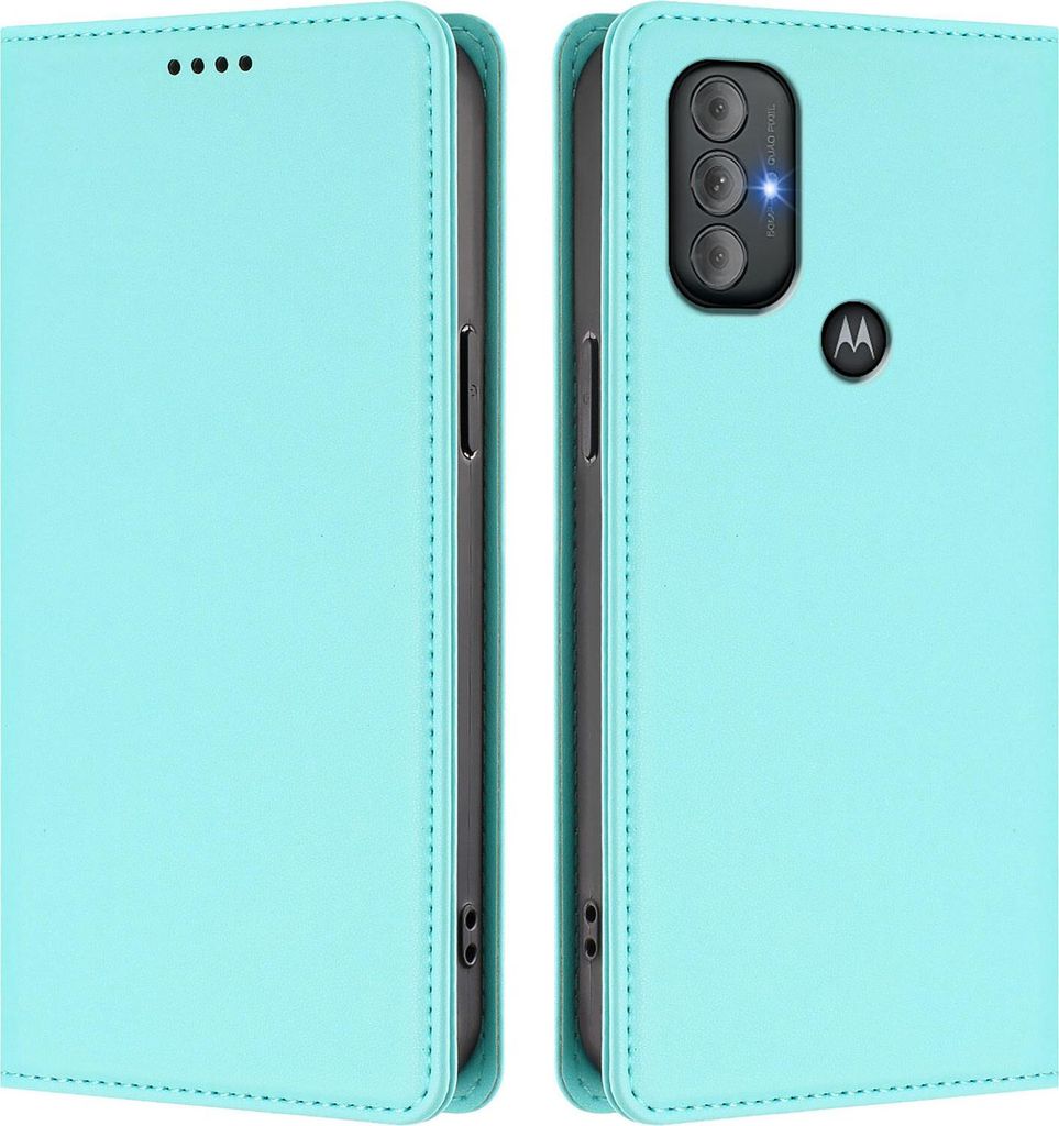Handyhülle für Motorola Moto G Power 2022, Kunstleder Klapphülle Stoßfeste Magnetische Hülle mit Ständer Türkis