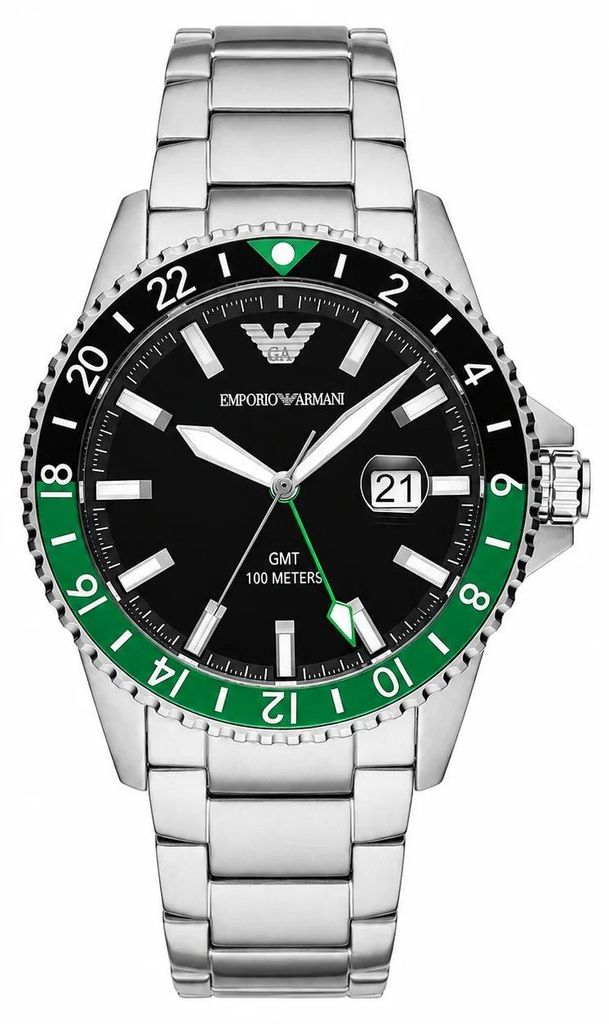 Herrenuhr Emporio Armani GMT, Edelstahl, Grün Produktbild 