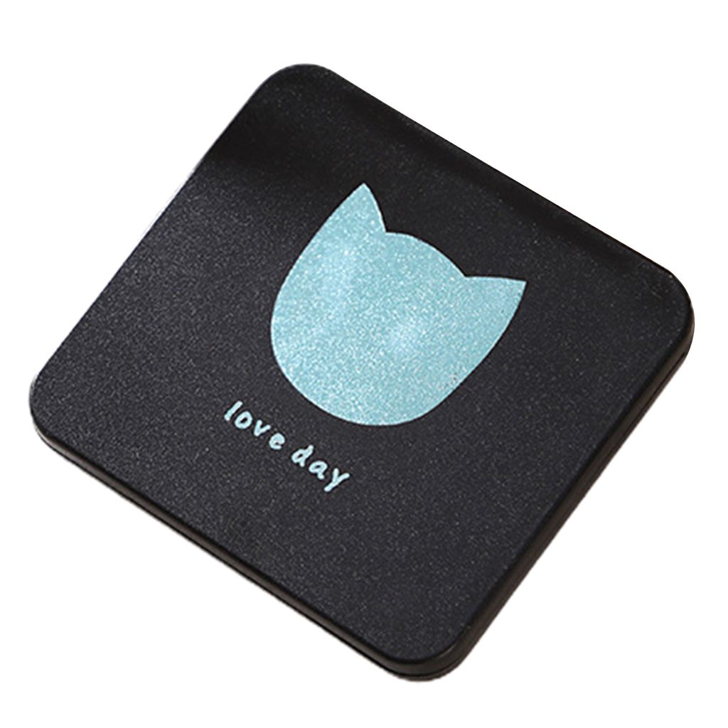 Make-up-Spiegel falten faltbare tragbare doppelseitige quadratische Waschkörper Make-up Clear Cat Head Head Head Drucken Taschenspiegel für die R...