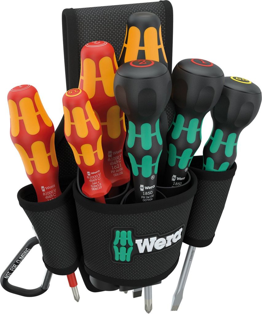 Wera 9621 Gürteltasche Set 2, VDE Universal Schraubendreher-Set, 8-teilig