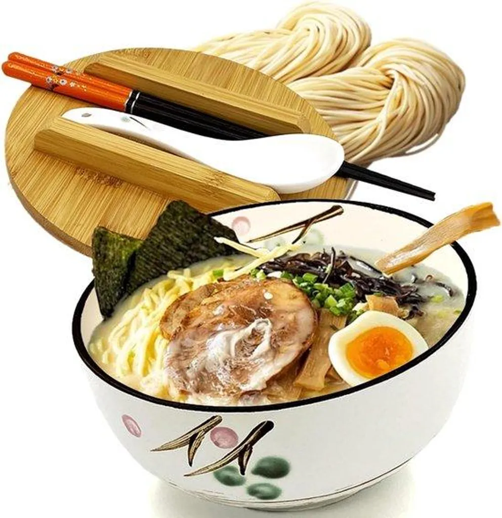 Bol de nouilles instantanées blanc en céramique pour repas japonais rapides