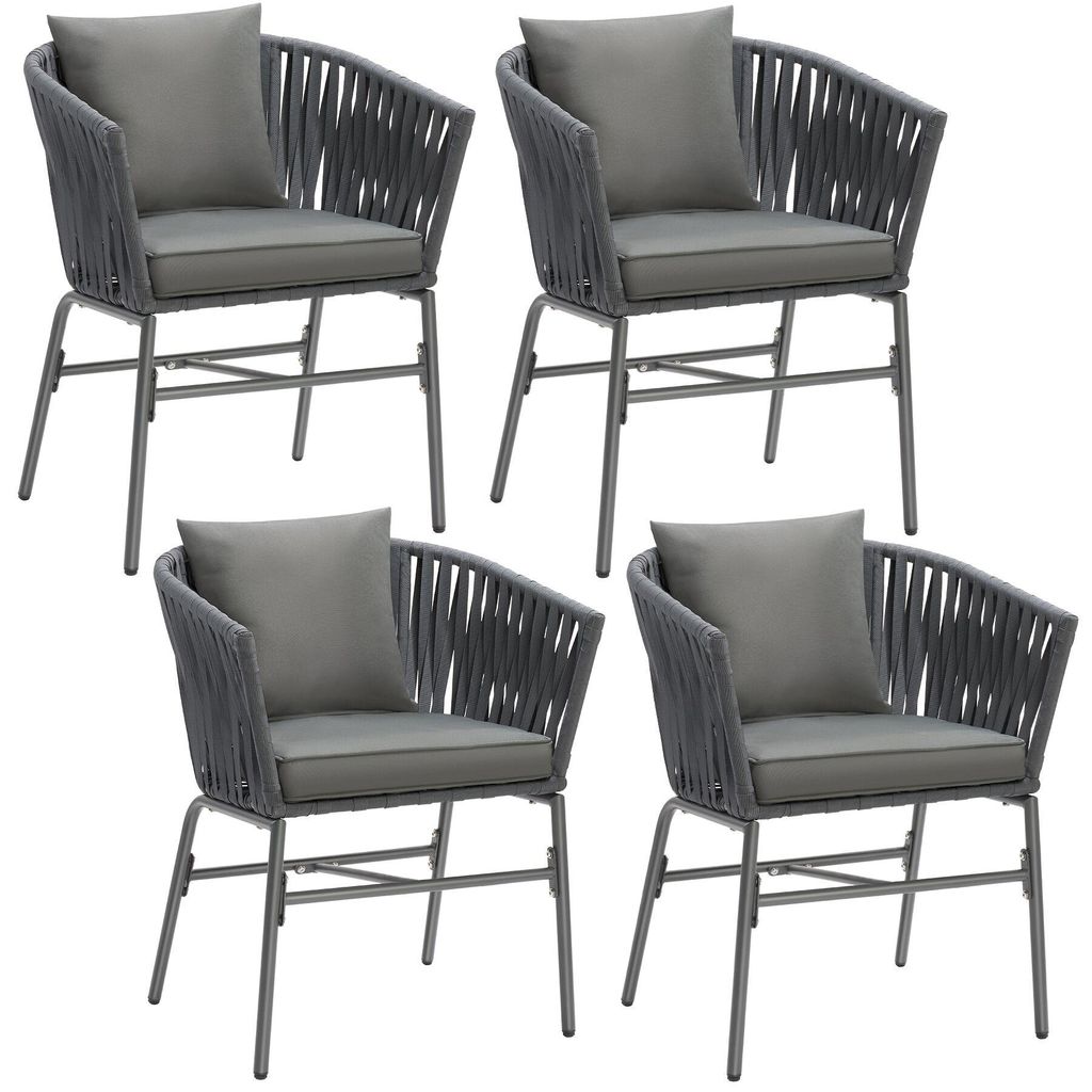 Ensemble de chaises VALEIRAS effet corde tressée - Lot de 4 Image du produit 