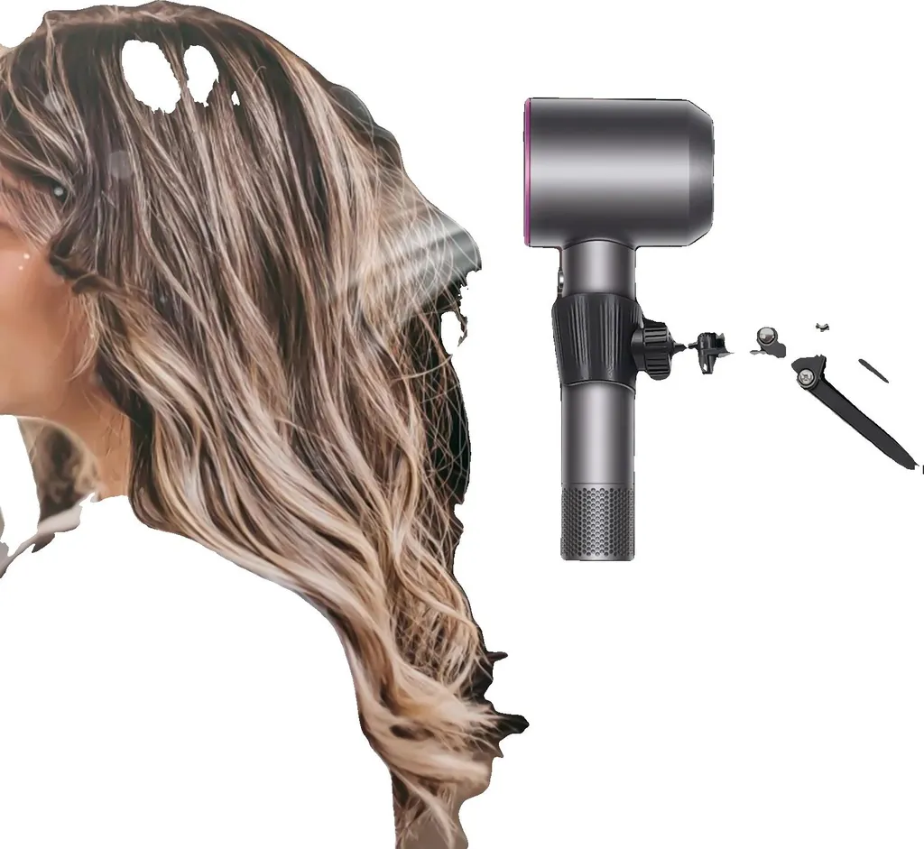 Support sèche-cheveux rotatif 360° télescopique en acier ultra résistant