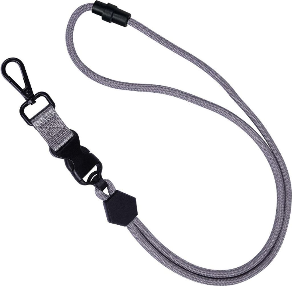 INF Lanyard mit Metallhaken für Schlüssel, Ausweise und mehr Grau
