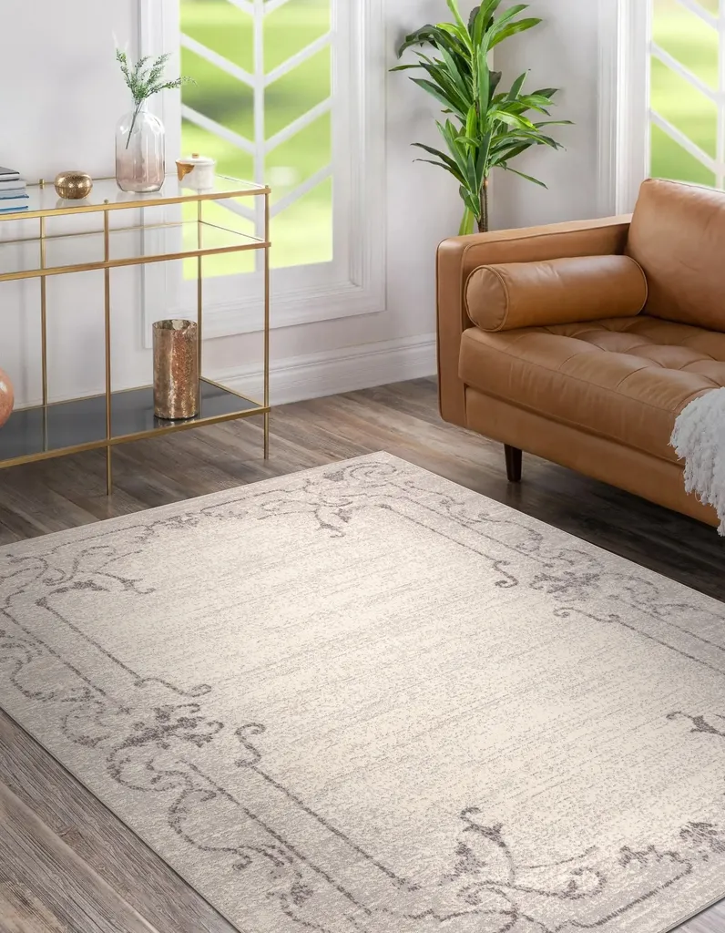Tapis de Couloir ou Descente de Lit en Laine Beige Ornement 80x150 - 4