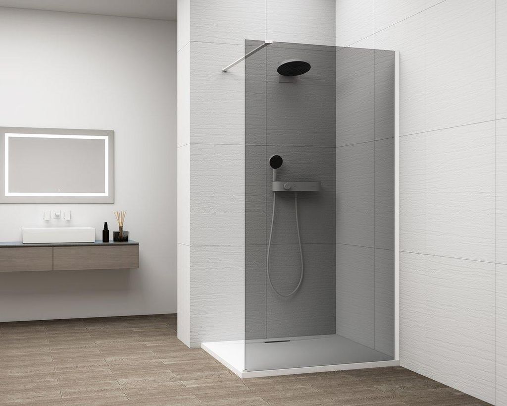 Polysan ESCA WHITE MATT Dusch-Glasteil, Wandmontage, graues Glas, 1300 mm