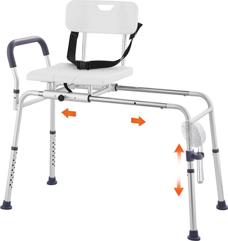 Schiebewannen-Transferbank - Duschstuhl mit ausgeschnittenem Sitz und Rückenlehne - Praktisch für Senioren und Menschen mit eingeschränkter Mobi...