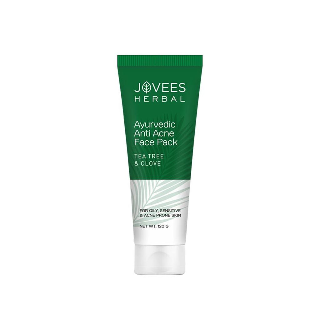 Jovees Herbal Tea Tree & Clove Anti Acne Pack | Größe: 120gm x 1er Pack Für fettige, empfindliche Haut | Ayurvedic Anti-Septic & Anti-Acne | Con...