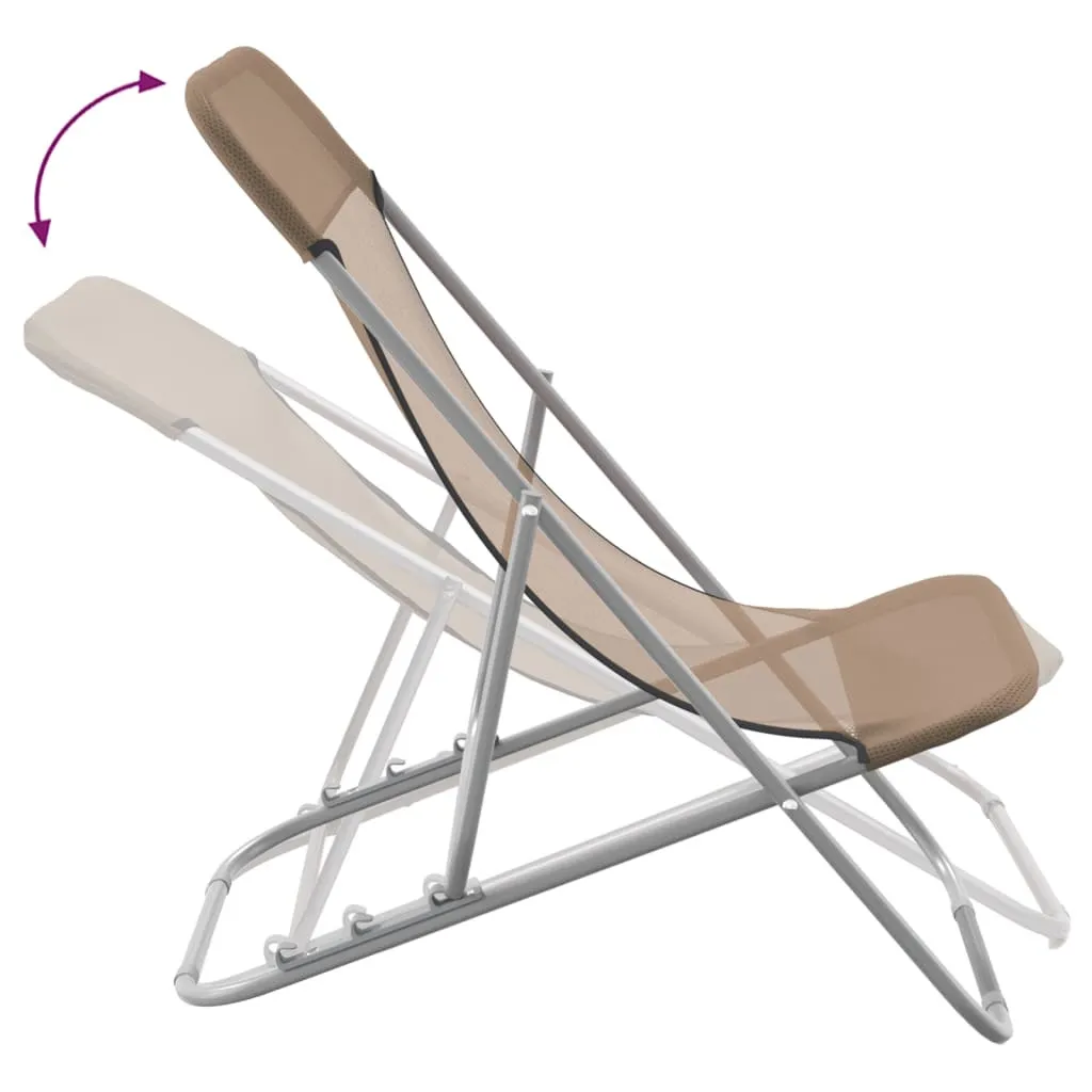 Chaises de plage 2 pcs en textilène taupe et acier robuste - Lot de 2