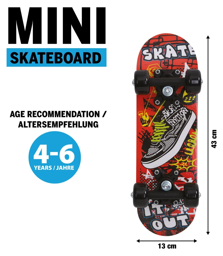 Skateboard Compact 43cm Schildkröt - Surface Antidérapante et Stable - 12