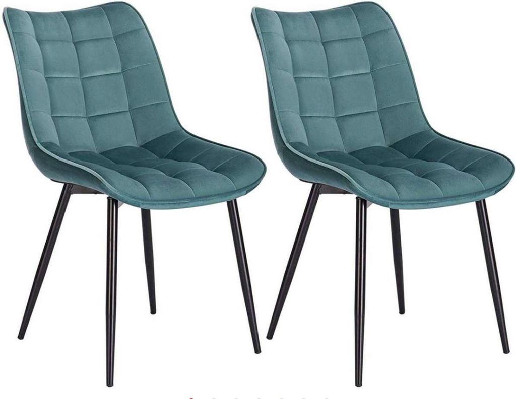 Happyment Luxe Esszimmerstühle – Samt Türkis – Wohnzimmerstühle – Küchenstühle – Kuipstuhl – 2er set