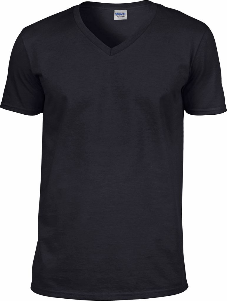 Gildan Herren Soft Style T-Shirt, V-Ausschnitt, Kurzarm BC490 (M) (Schwarz)