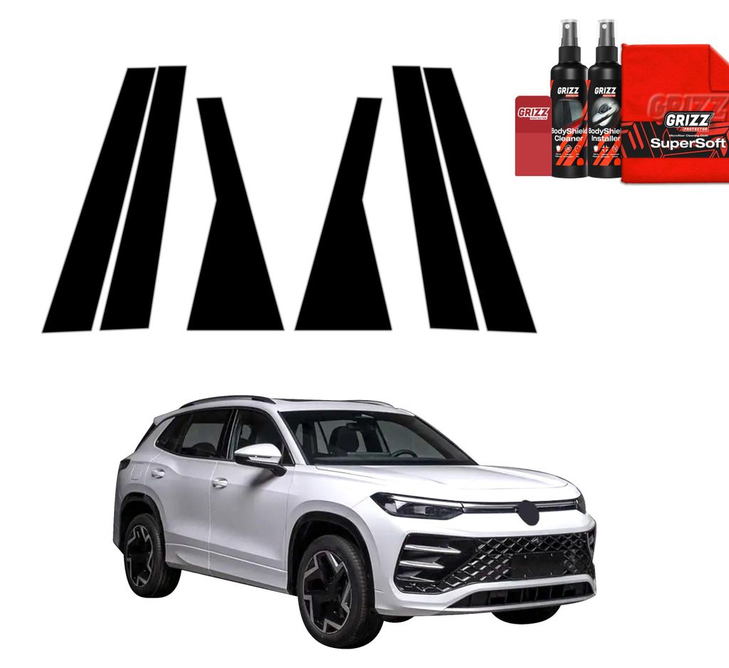 6in1 Schwarze Schutzfolie Grizz Protector für B-C-Säule - Volkswagen Tayron (2025-2026)
