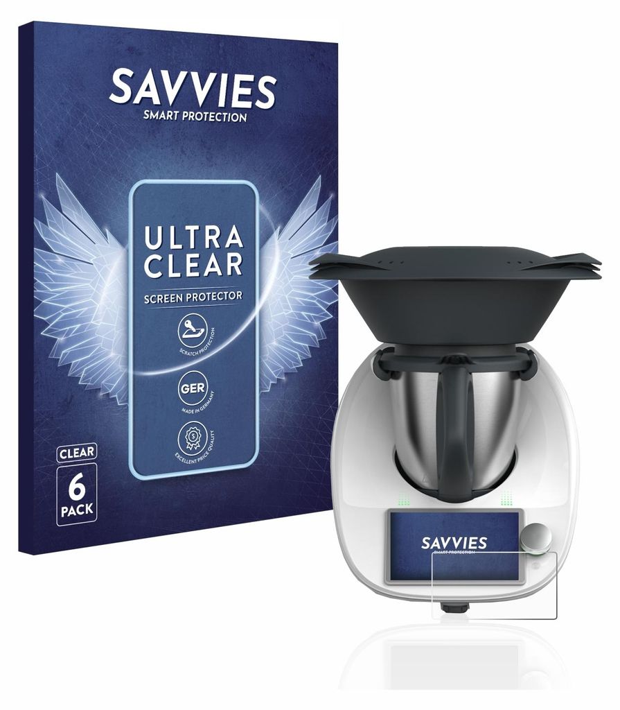 6x Für Vorwerk Thermomix TM6 Schutzfolie Savvies Displayschutz Display Schutz Folie Klar Transparent