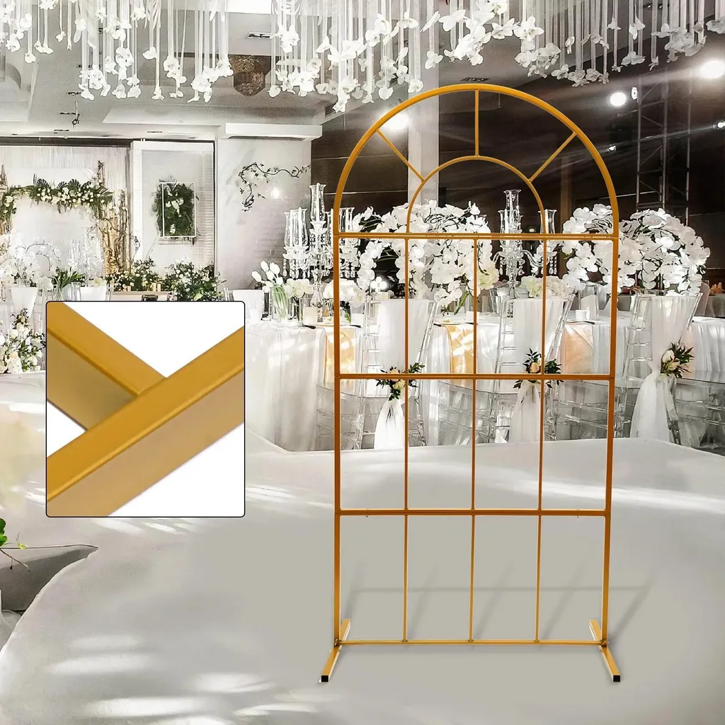 Arche de mariage dorée en forme de tonneau 100 cm support métal robuste - 5