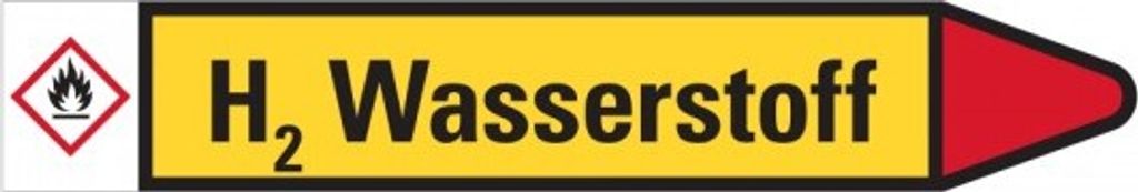 Dreifke Aufkleber I RKZ-Etikett H2 Wasserstoff, rechts, gelb/schwarz/rot, f....