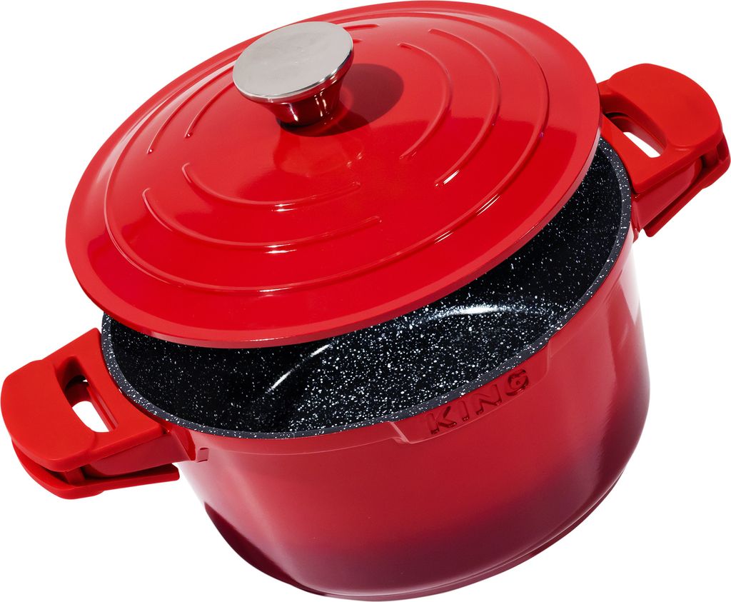Ø28cm Schmortopf ca. 13cm hoch KING® SHINE RED aus Aluguss Produktbild 