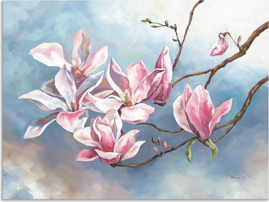 ARTland Wandbild Alu für Innen & Outdoor Magnolienzweig Größe: 40x30 cm