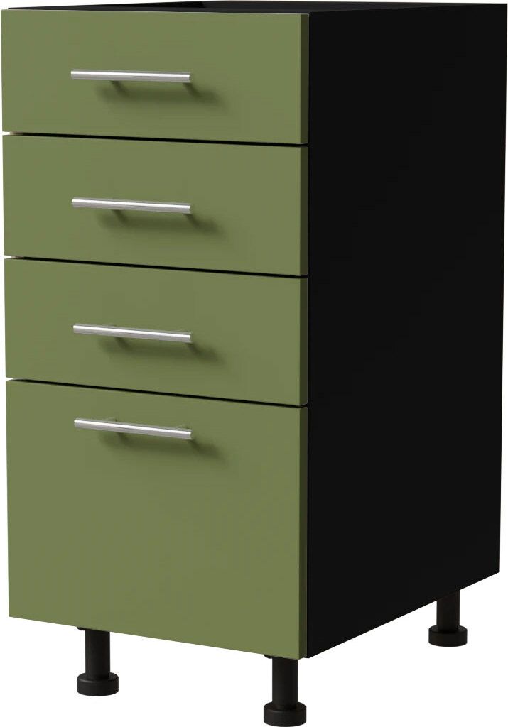 Schubladenunterschrank BRERRA 40x82cm lackiert Ausführung wählbar BR-D4 - 40,RAL 6025 farngrün Matt,schwarz,HETTICH InnoTech Atira (Vollauszug)
