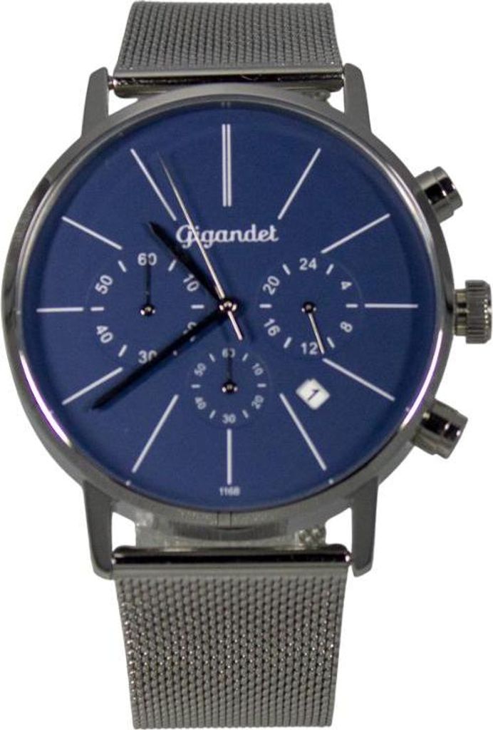 Gigandet Chronograph Armbanduhr Herren Damen Silber Blau Datum G32-011