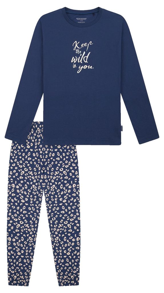Schiesser Mädchen Pyjama Nightwear - jeansblau - Größe 140