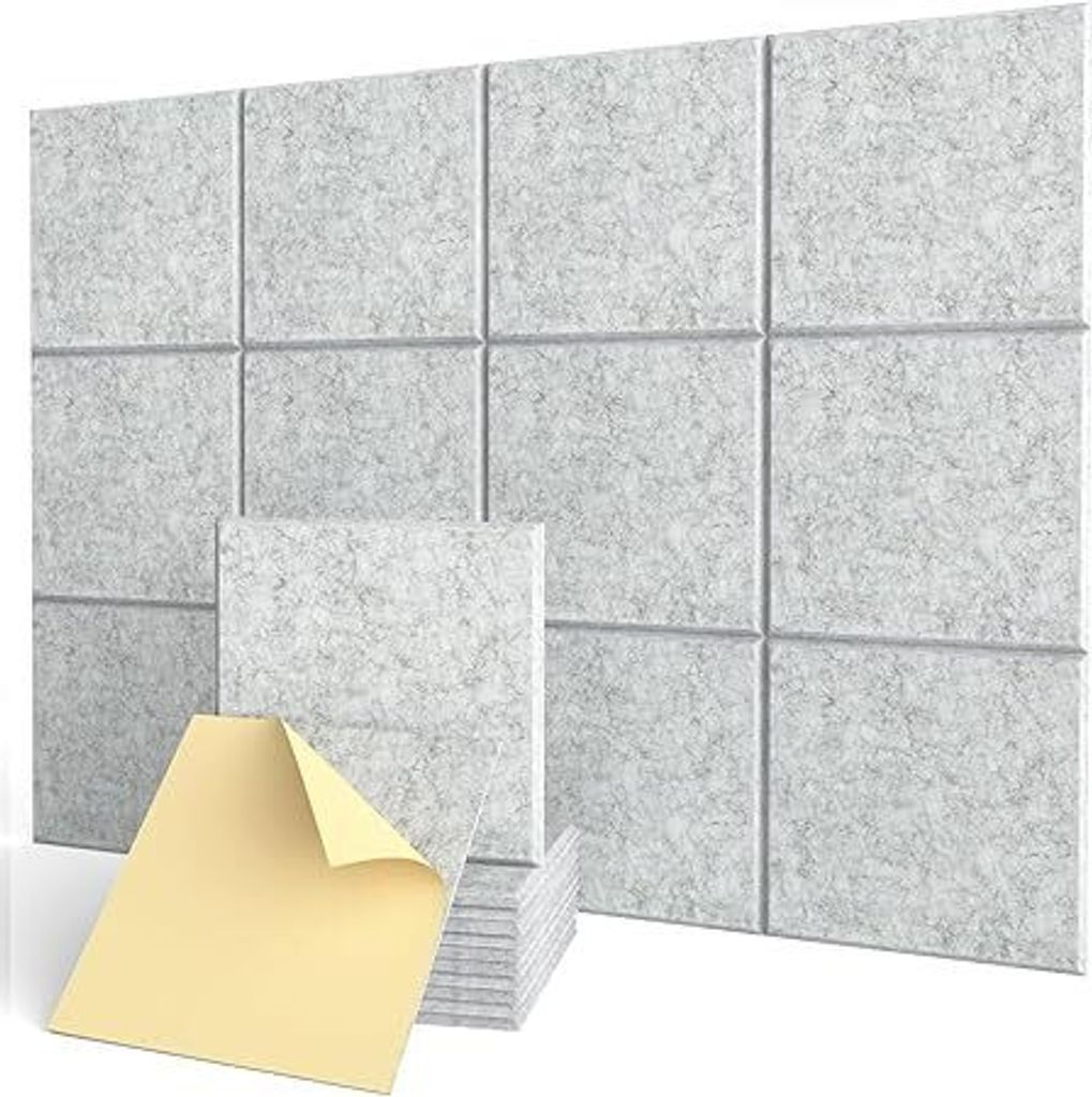 Selbstklebende Akustikpaneele,12 Stück,hochdichte Schallabsorber zur Wanddekoration und Akustikbehandlung,mit abgeschrägten Kanten (30 x 30 x 0,9...