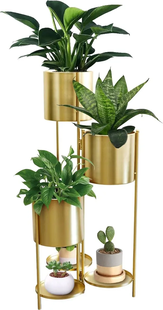 Étagère à fleurs 6 étages en métal doré robuste - Support Stable 120cm - 2