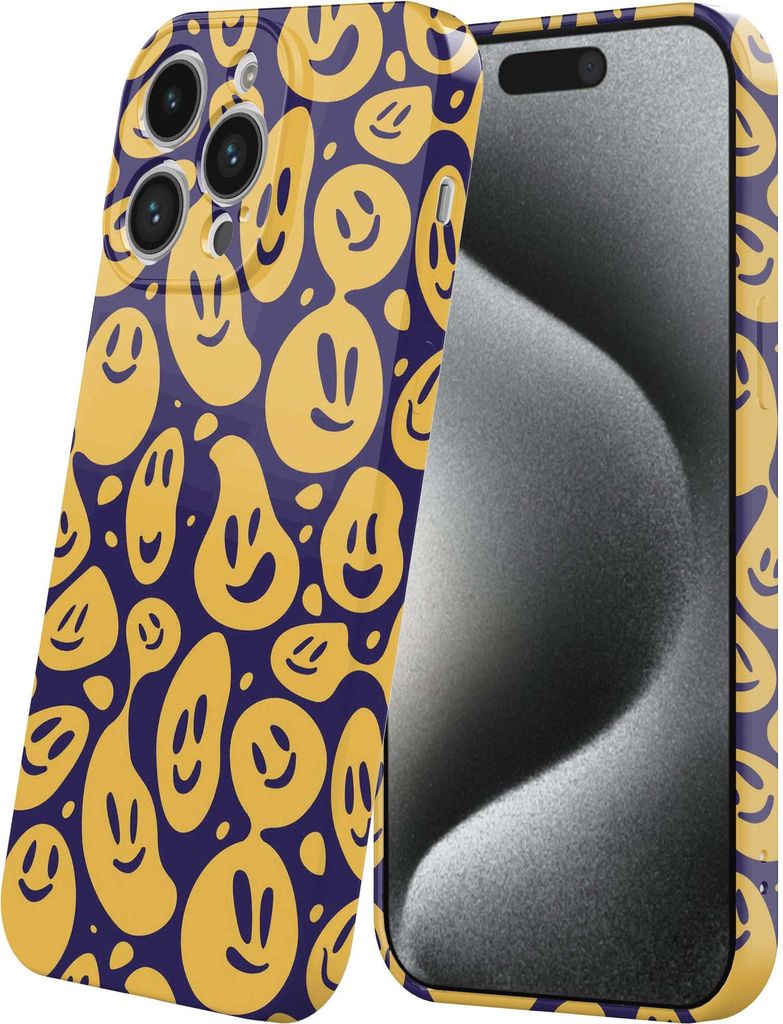 Smartphonica Handyhülle passend für iPhone 15 Pro mit Smiley und Emoji Aufdruck - Flexible Softcase TPU - Backcover Case Smiley und Emoji Design