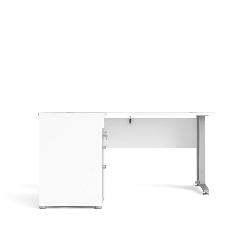 Bureau d'angle gain de place Prisme : 3 tiroirs & tablette blanc gris - 3