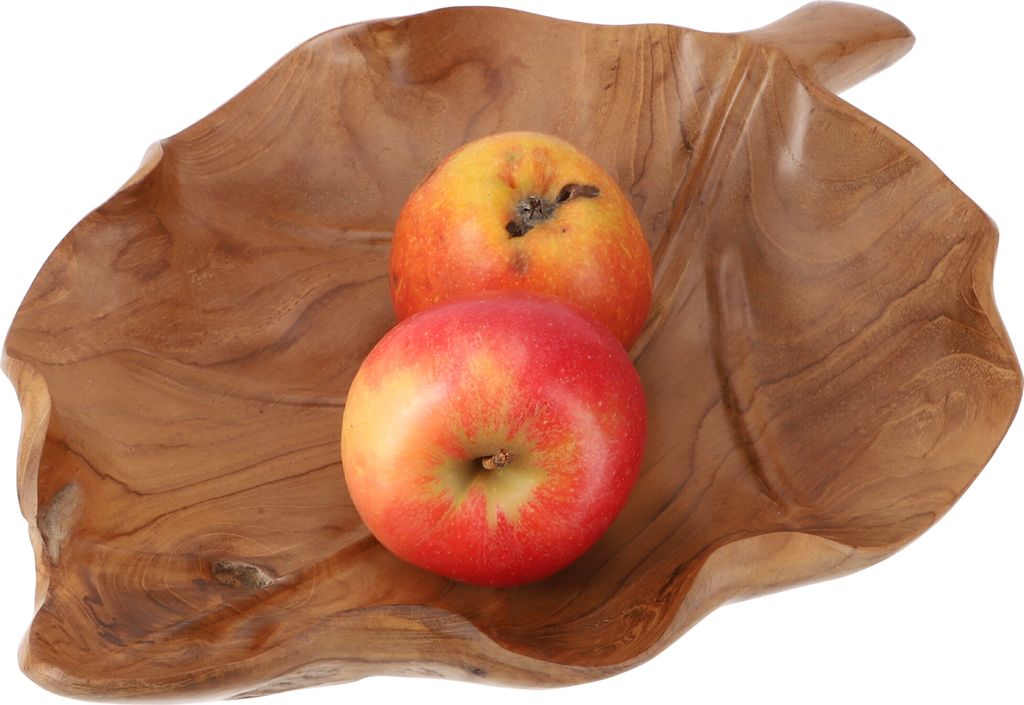 Obstschale aus Holz, Geschnitzte Obstschale, Holzschale, Holzteller - Blatt, Braun, 7*37*25 cm, Schalen