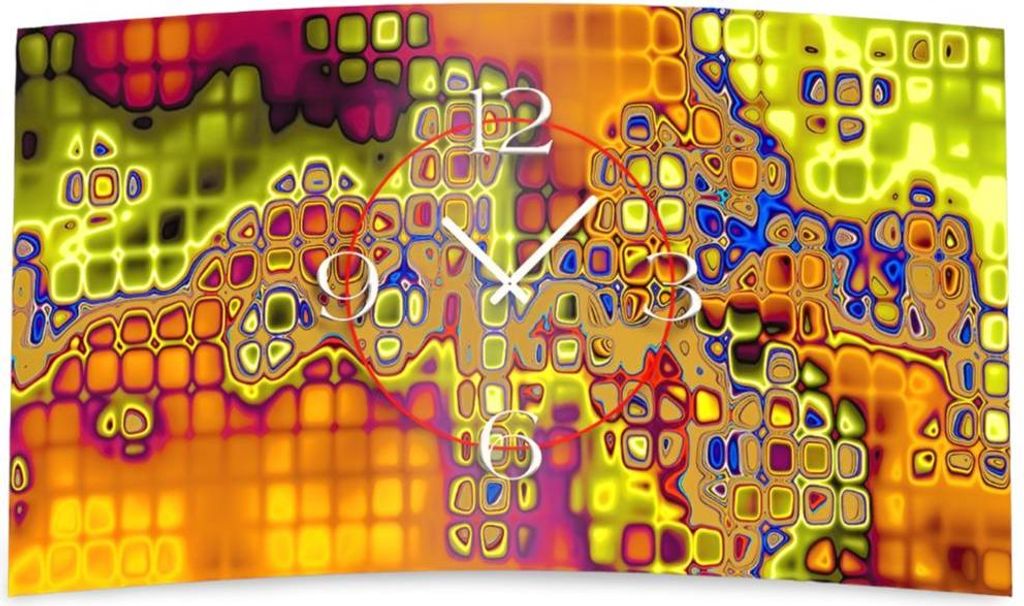 Abstrakt Digital Art bunt Designer Wanduhr modernes Wanduhren Design leise kein ticken DIXTIME 3DS-0254