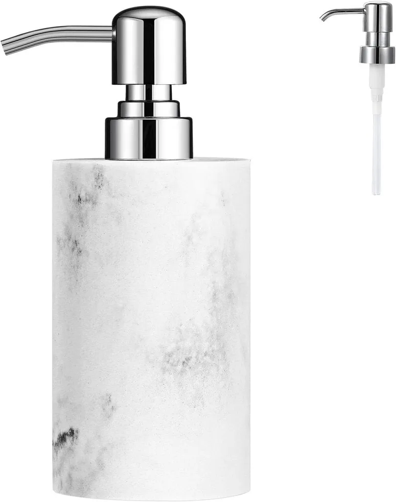 Distributeur de savon antibactérien en résine marbre 320 ml sans fuite