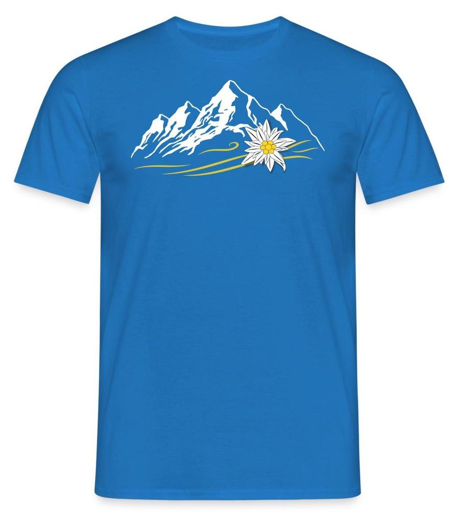 Spreadshirt Berglandschaft Bergliebe Alpen Mit Edelweiß Männer T-Shirt, 3XL, Royalblau