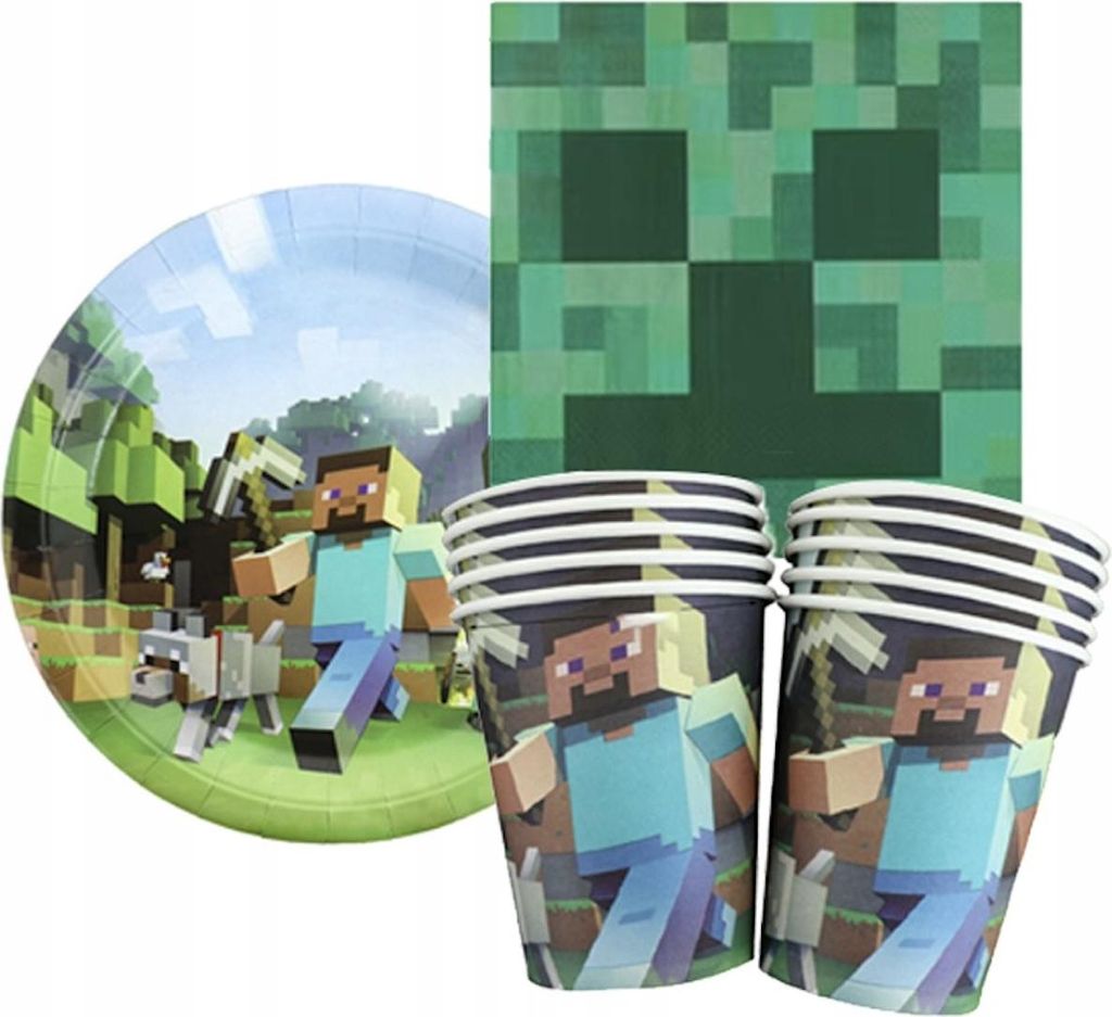 Minecraft Balony KUBKI TALERZYKI SERWETKI DEKORACJA Zdjęcie produktu 