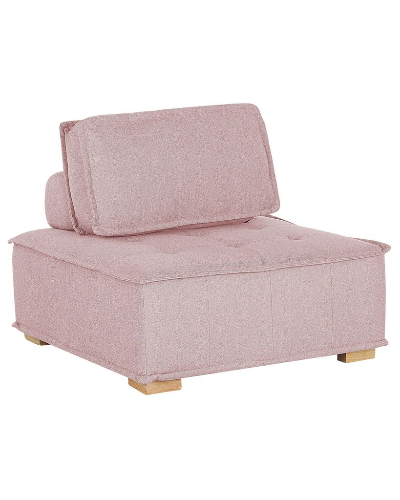 BELIANI Modulsofa Rosa Polyester / Gummibaumholz Sesselmodul für Wohnzimmer Minimalistisch Elegant