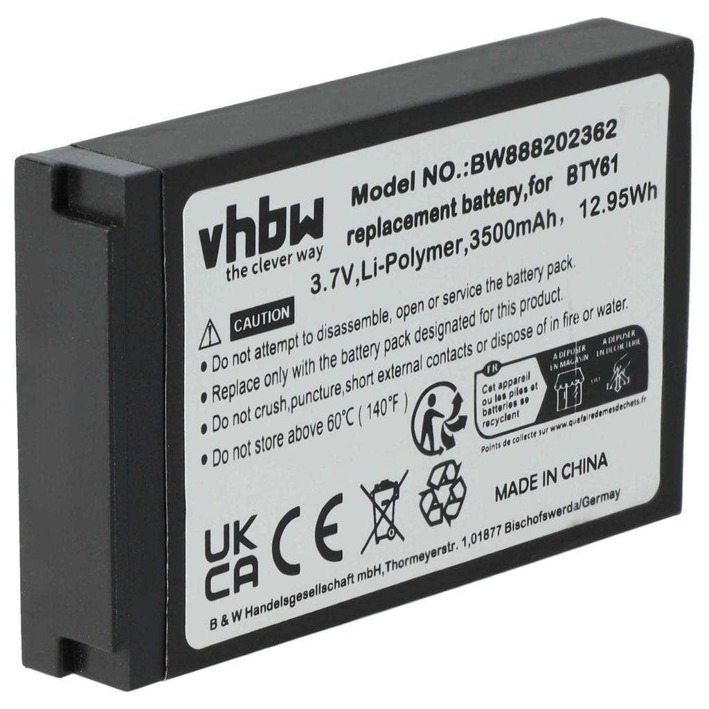 vhbw Akku kompatibel mit Newland MT60, MT60E, MT60H, MT6550, MT6550 Pro, MT66 Handheld Computer Scanner (3800 mAh, 3,7 V, Li-Polymer)