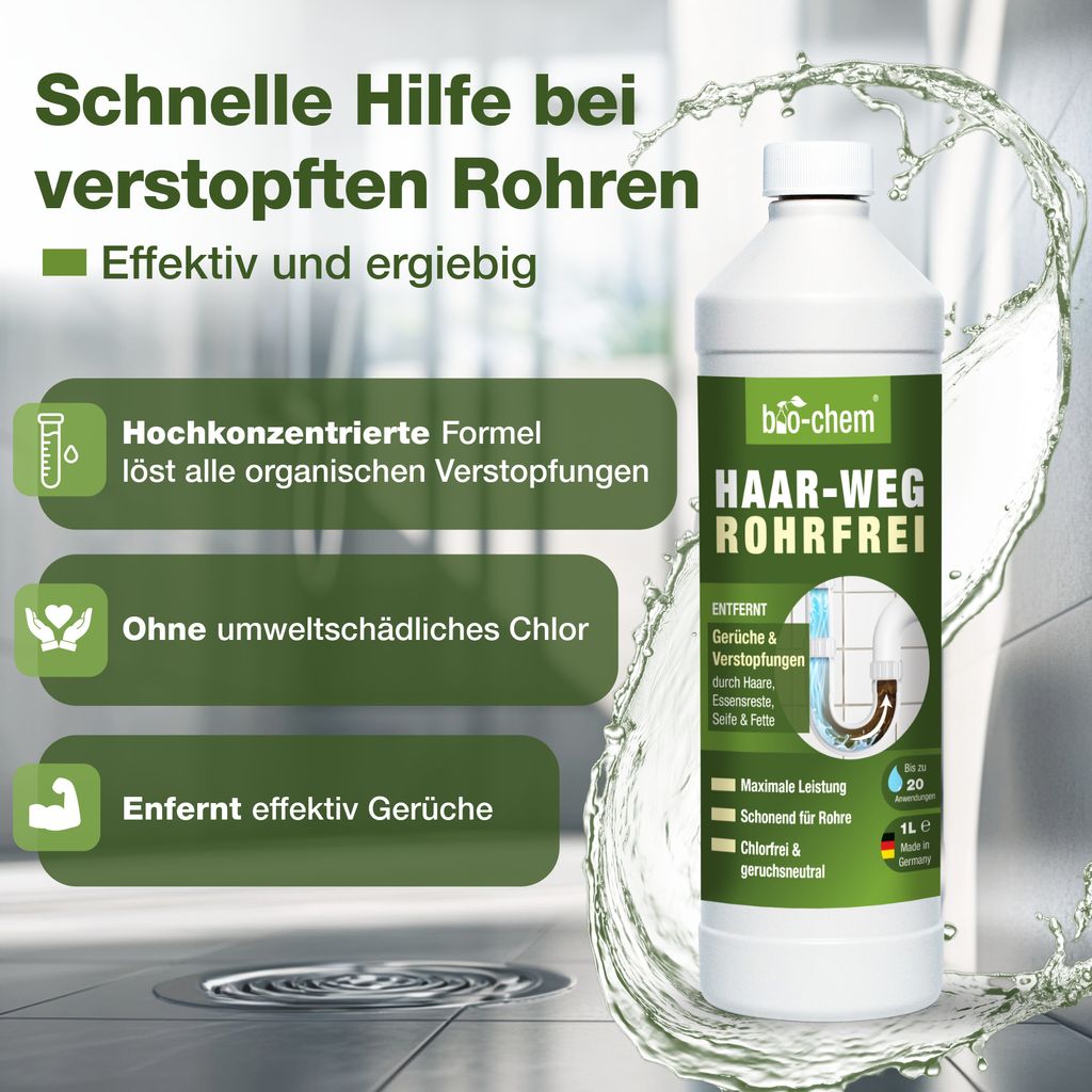 bio-chem Haar-Weg Abflussfrei – Abflussreiniger EXTRA STARK Produktbild 2