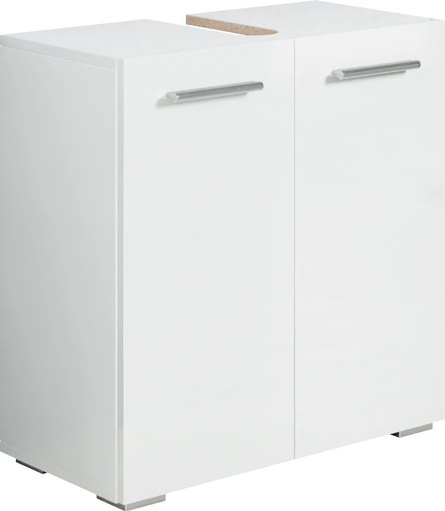 Meuble de Salle de Bains sur Pieds 60 cm Blanc Mat avec 2 Portes Bois