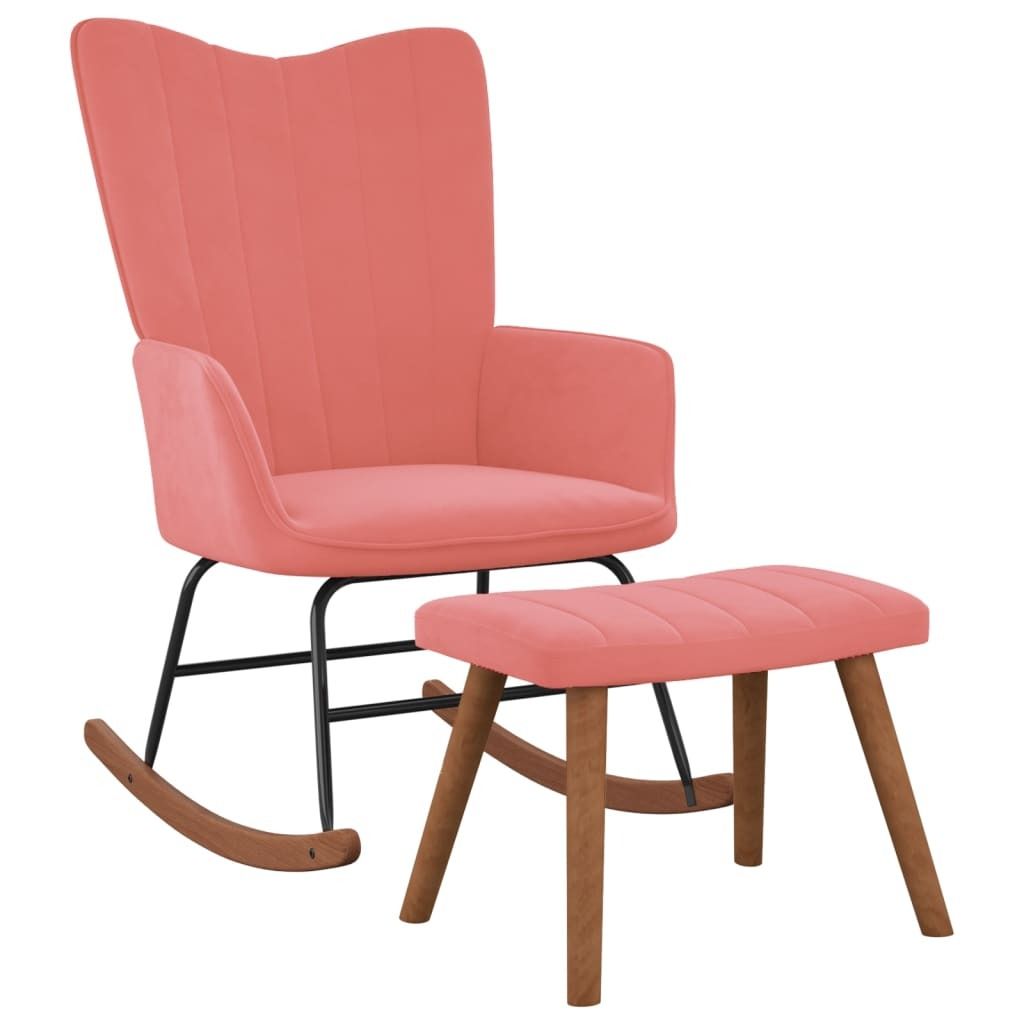 Schaukelstuhl mit Hocker Samt Rosa