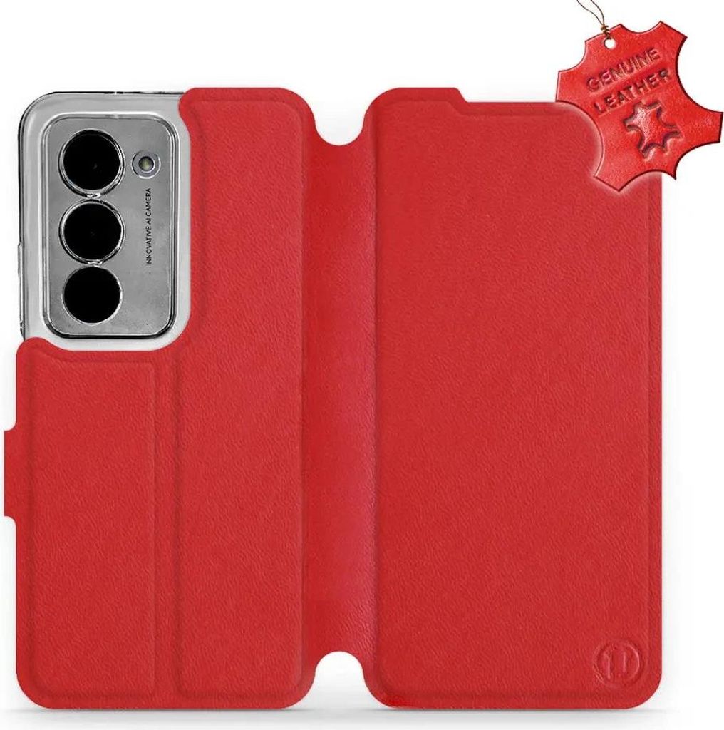 Echtleder Handyhülle für Xiaomi Redmi 15 5G, Mobiwear Leather, Rot