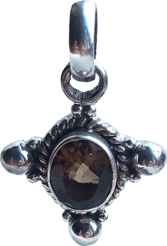 Damen Edelstein Anhänger Rauchtopas aus 925 er Sterling Silber