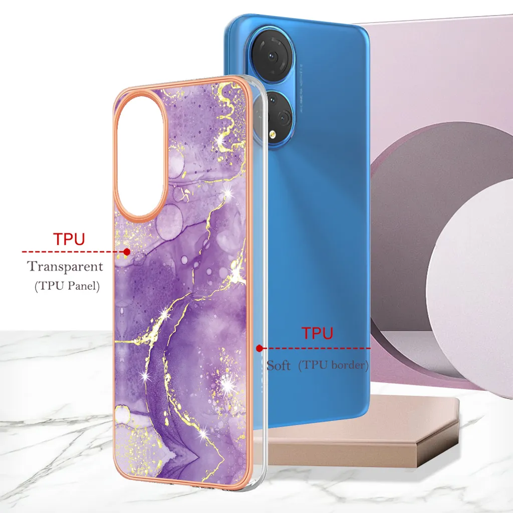 GOKEN Cover per Honor X7b, Custodia Armor a Doppio Strato (Morbido Silicone & PC Rigido), Protezione Lente Scorrevole, Anello Rotante 360°, Case Antiurto - Blu