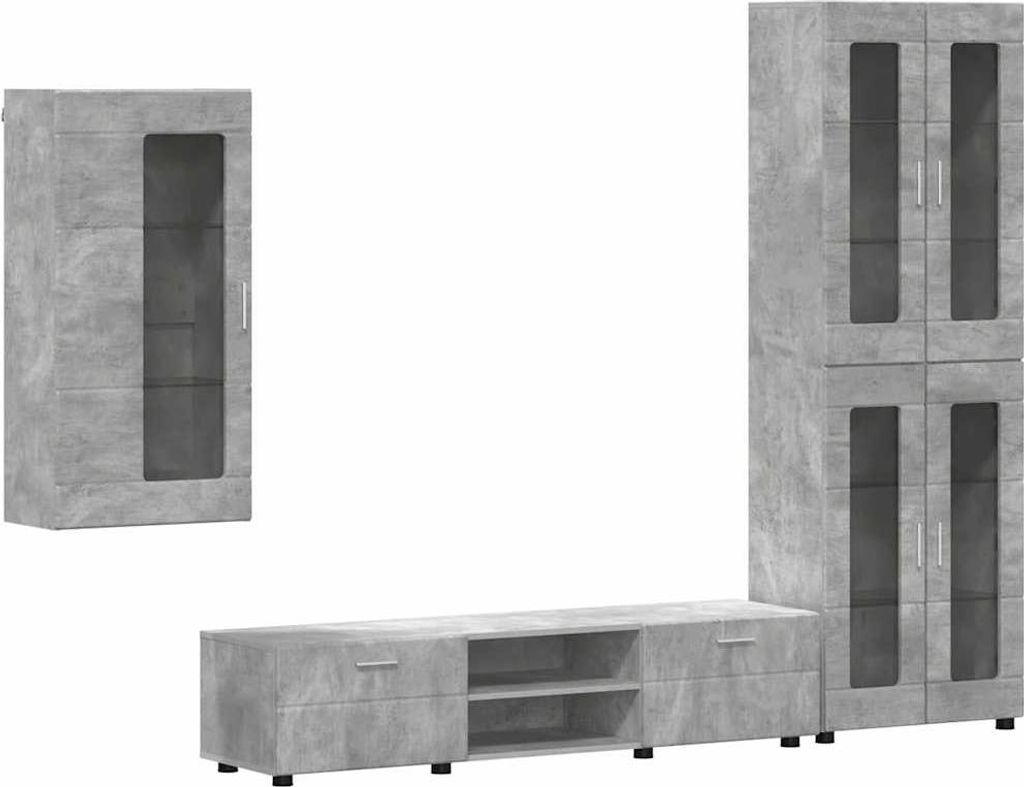 vidaXL TV-Schrankset mit Regal FLORIN 3 pcs Beton Grau Holzwerkstoff